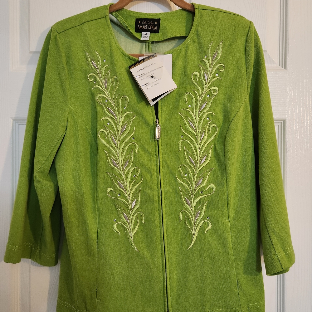 Bob Mackie Lime Green Embroidered Blazer